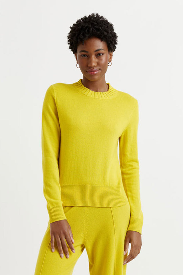 Yellow Wool-Cashmere Cropped Sweater image 1