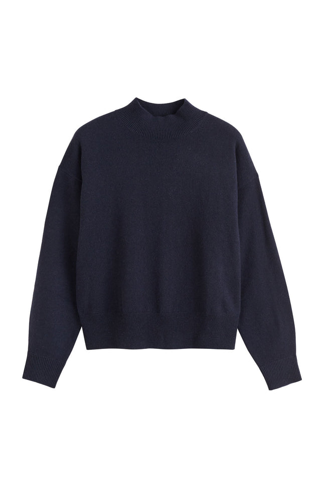Navy Wool-Cashmere Bell Sleeve Sweater image 2