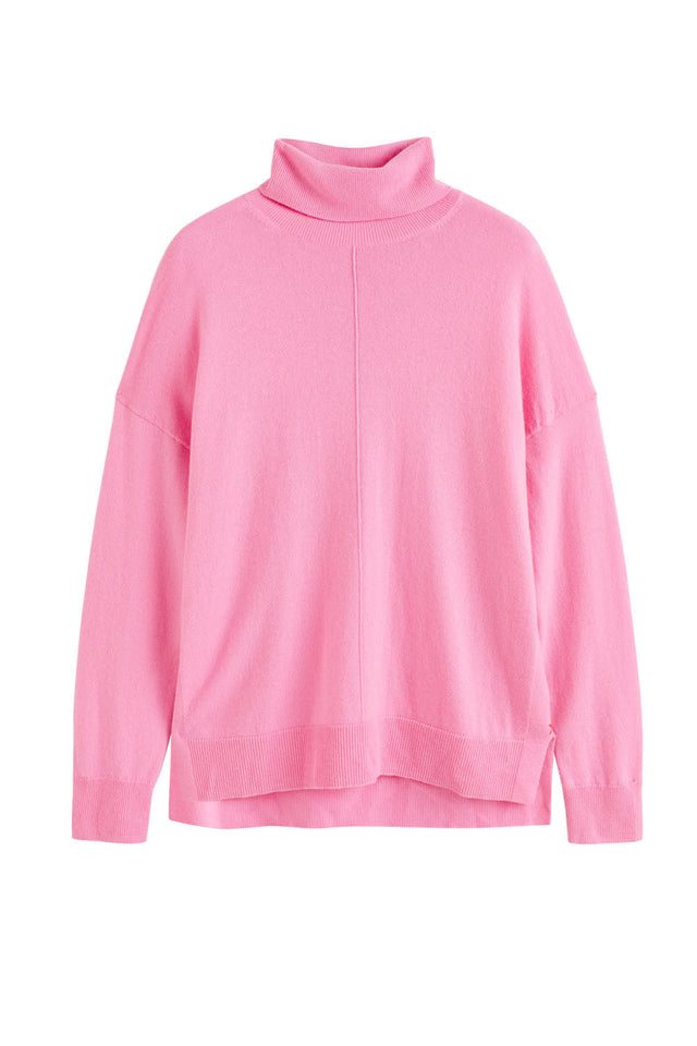 Flamingo-Pink Wool-Cashmere Rollneck Sweater image 2