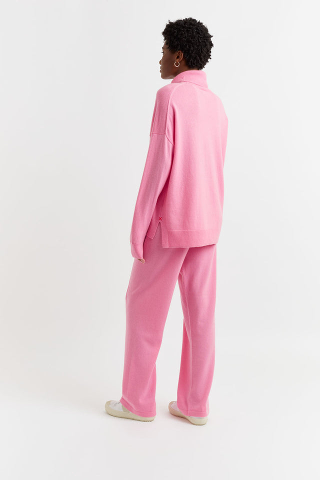 Flamingo-Pink Wool-Cashmere Rollneck Sweater image 3