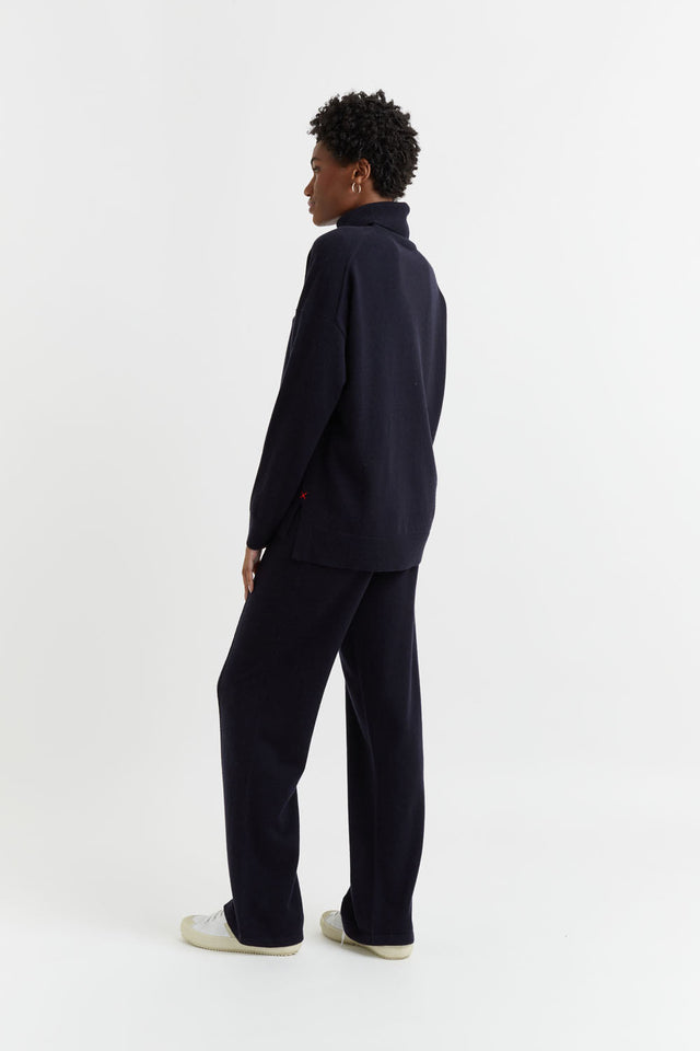 Navy Wool-Cashmere Rollneck Sweater image 3