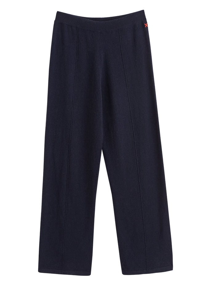 Navy Wool-Cashmere Wide-Leg Track Pants image 2