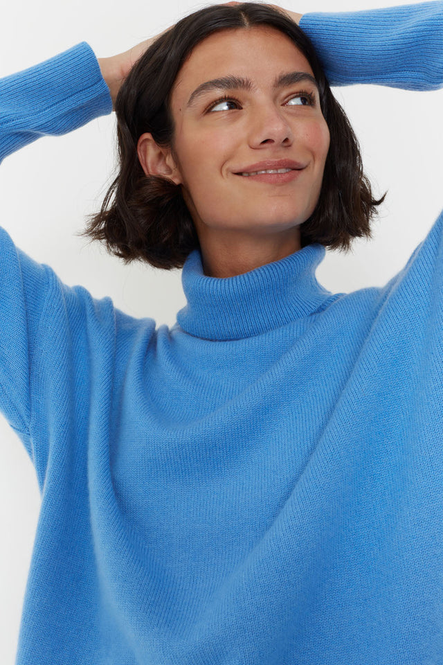 Sky-Blue Cashmere Rollneck Sweater image 1