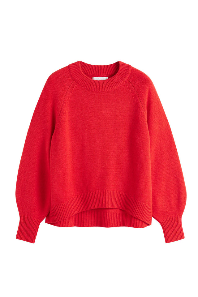 Red Wool-Cashmere Saddle Sleeve Sweater image 2