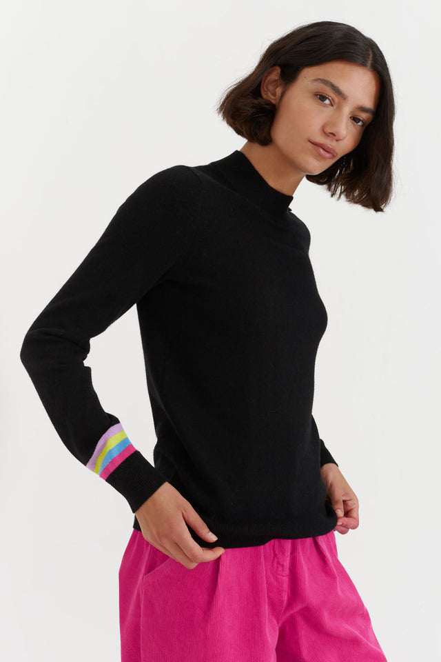 Black Wool-Cashmere Varsity Sweater image 1