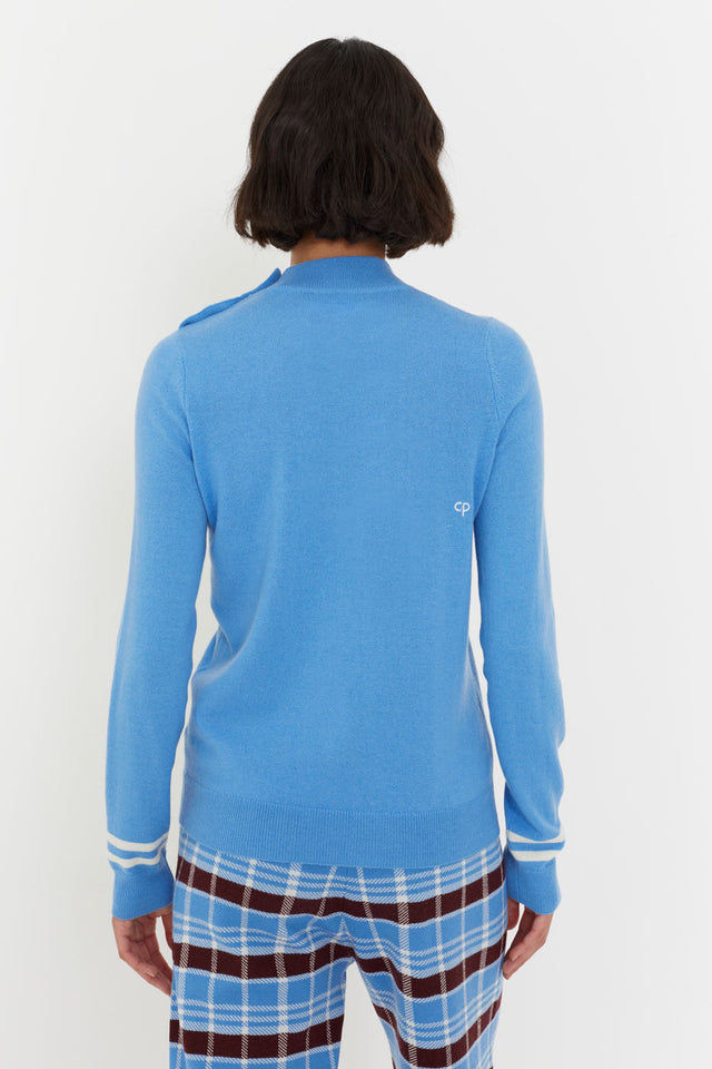Sky-Blue Wool-Cashmere Varsity Sweater image 3