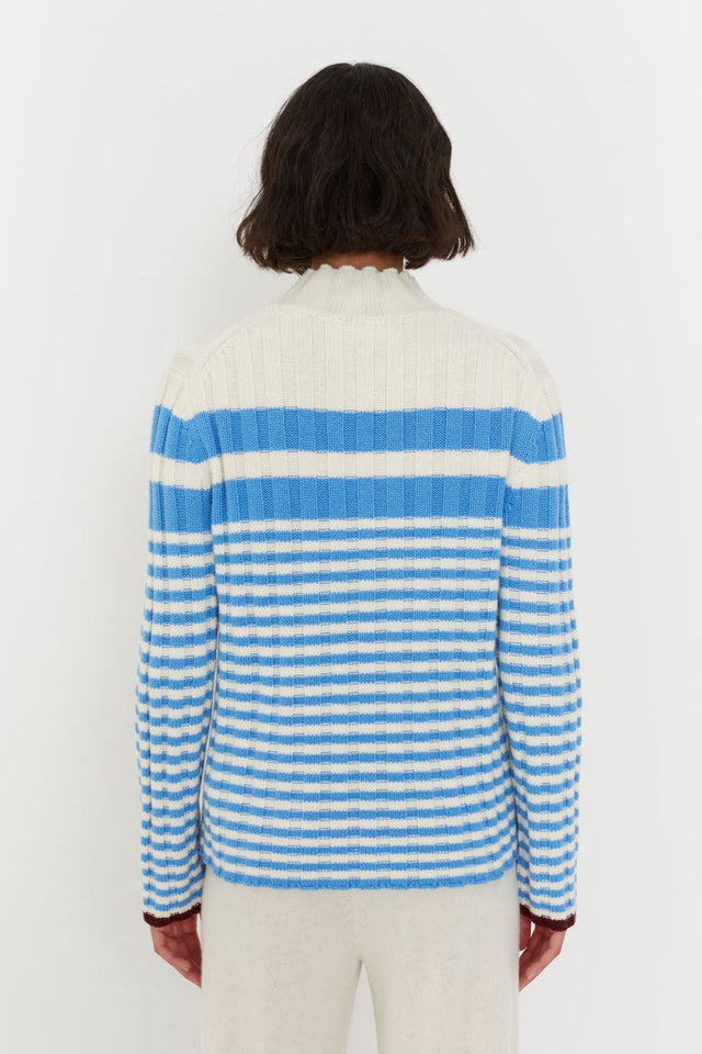 Cream Wool-Cashmere Retro Stripe Sweater image 3