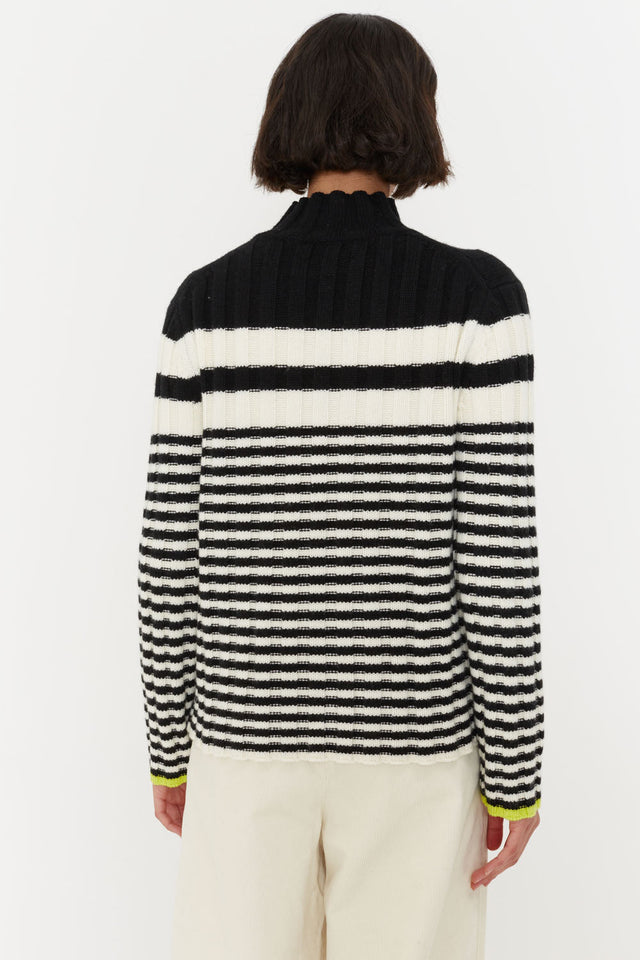 Black Wool-Cashmere Retro Stripe Sweater image 3