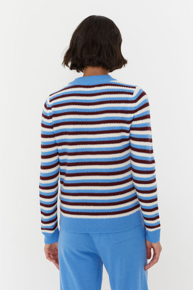 Blue Wool-Cashmere Basket Weave Sweater image 3