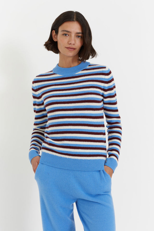 Blue Wool-Cashmere Basket Weave Sweater image 1