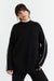 Black Wool-Cashmere Piped Sweater