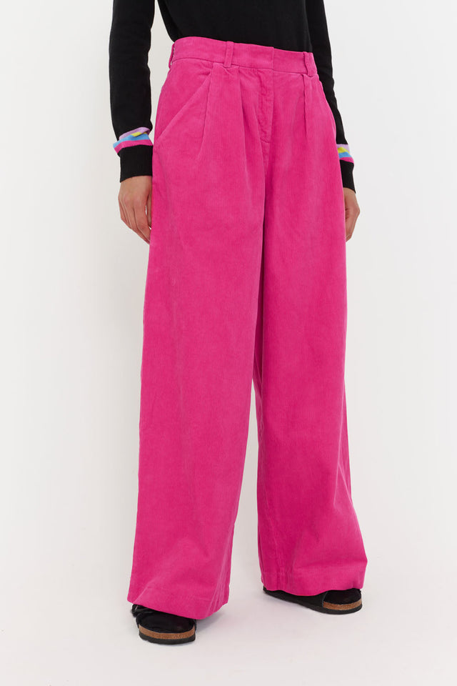 Fuchsia Corduroy Relaxed Trousers image 4
