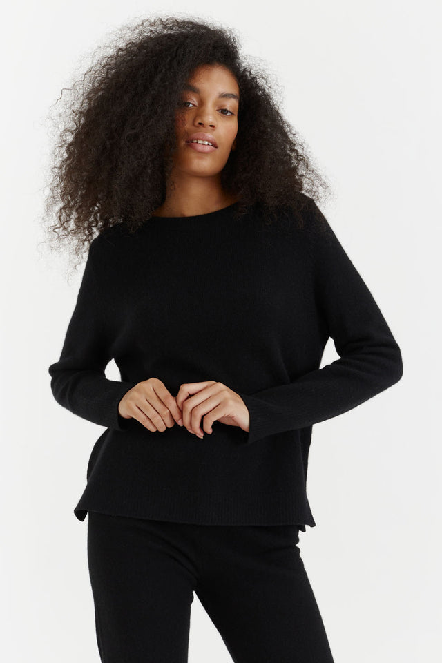 Black Cashmere Boxy Sweater image 1