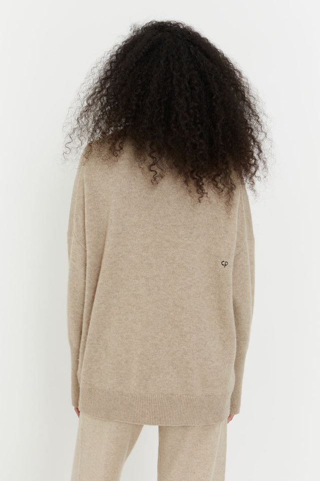 Oatmeal Cashmere Rollneck Sweater image 3