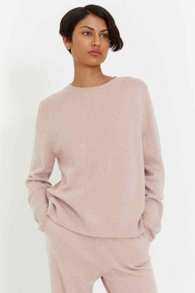 Powder-Pink Cashmere Boxy Sweater image 1