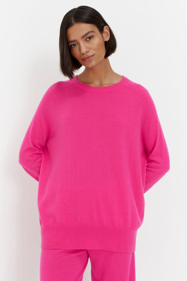 Fuchsia Cashmere Slouchy Sweater image 1
