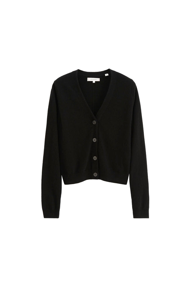 Black Wool-Cashmere Cropped Cardigan image 2
